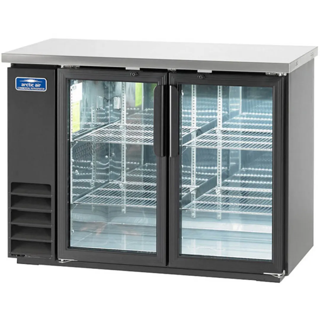 Arctic Air ABB48G 49" 2 Glass Swinging Door Back Bar Cooler, 12.5 cu. ft., 48x6-pk 12oz. Cans