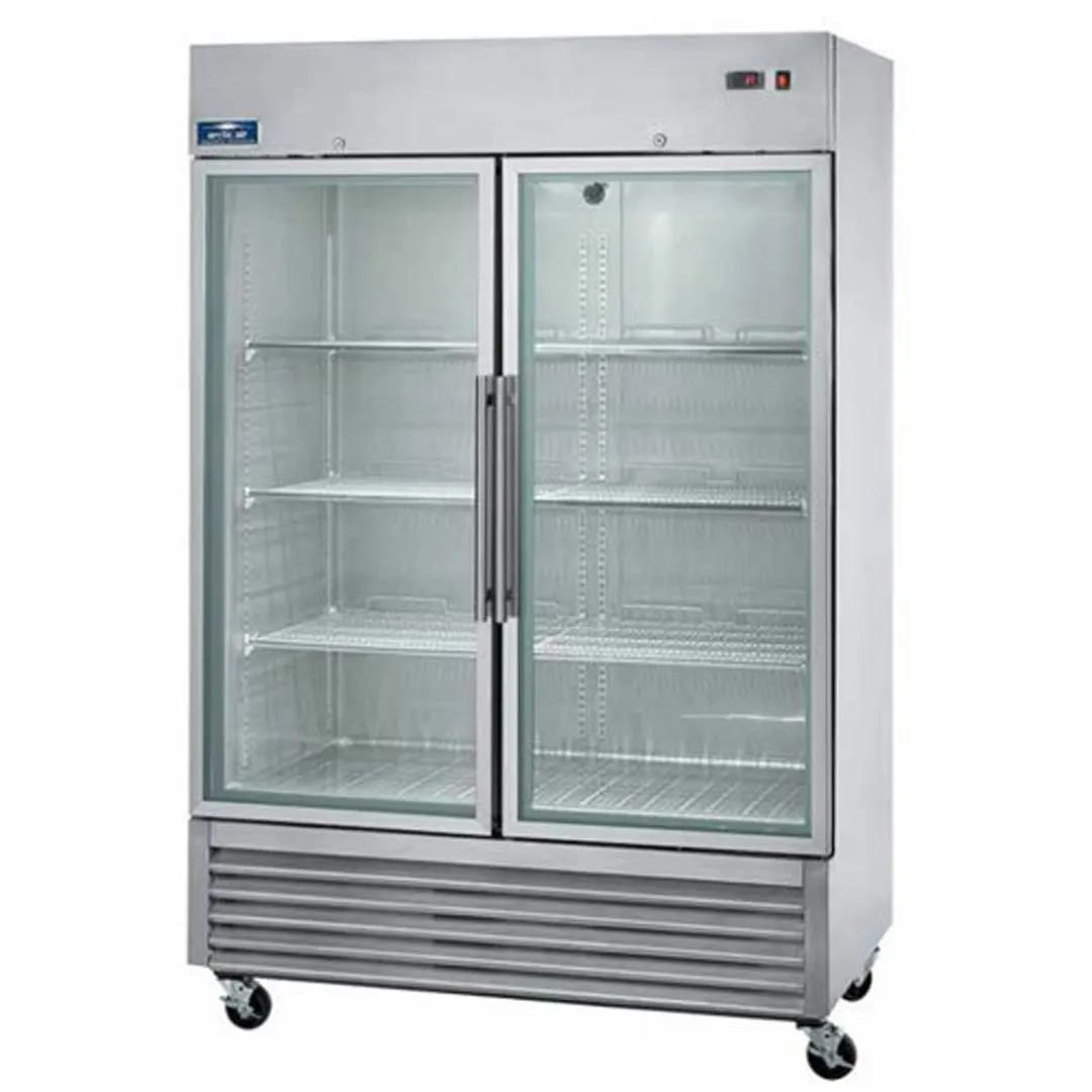 Arctic Air AGR49 54" 2-Section Reach-In Refrigerator w/ 2 Glass Door, Bottom Mounted, Stainless Steel, 49 cu. ft.
