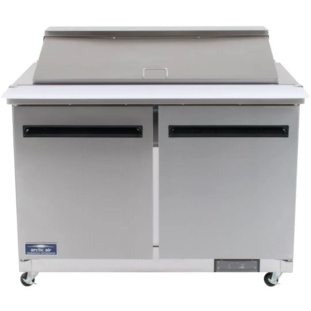 Arctic Air AMT48R 48" Two Section Mega Top Sandwich & Salad Prep Table w/ 2 Doors, 18 Pans