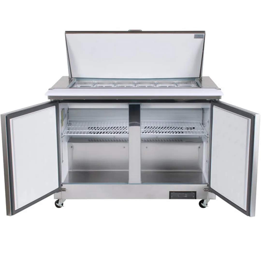Arctic Air AMT48R 48" Two Section Mega Top Sandwich & Salad Prep Table w/ 2 Doors, 18 Pans