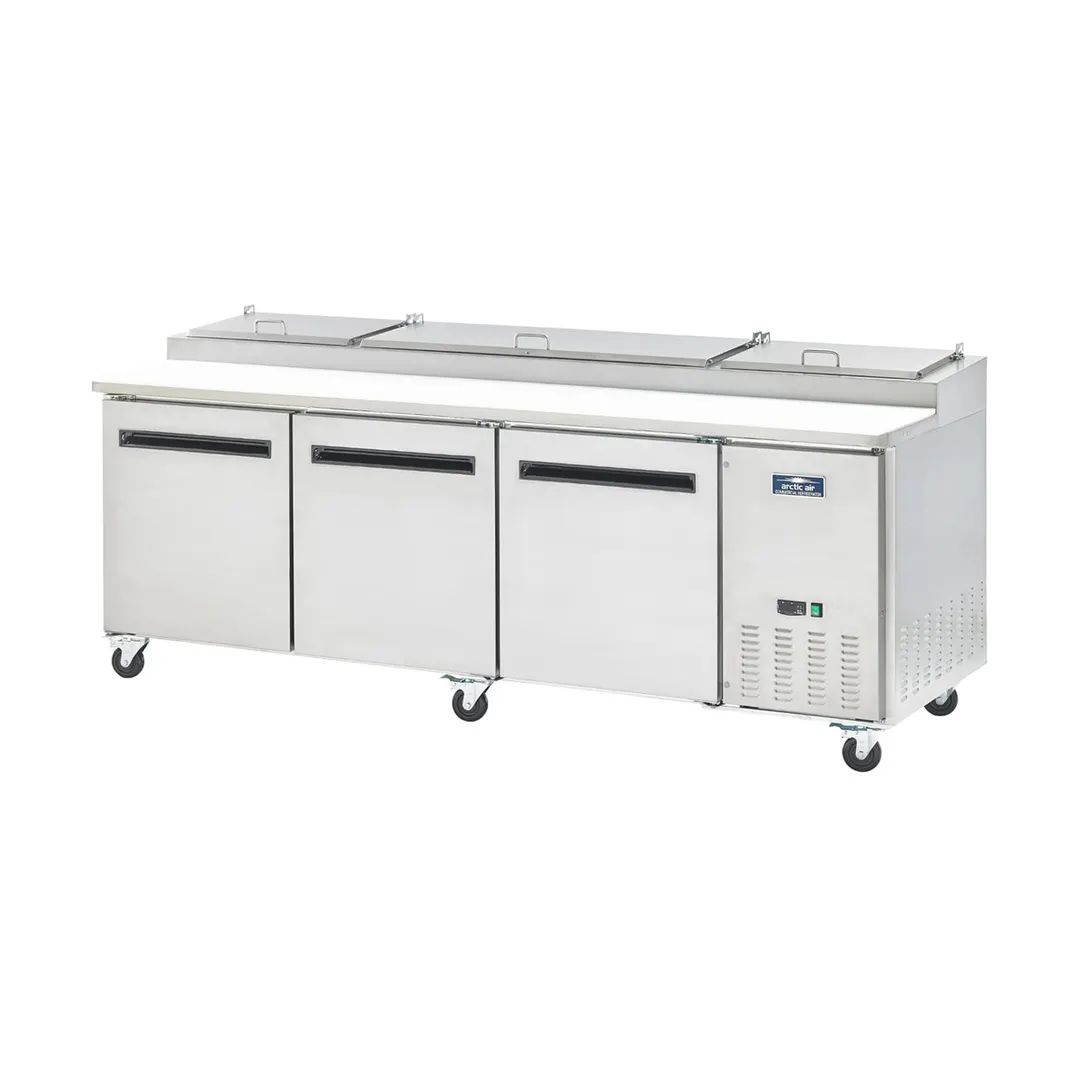 Arctic Air APP94R 94" 3-Section Refrigerated Pizza Prep Table w/ 3 Doors, (12) 1/3 Size Pans