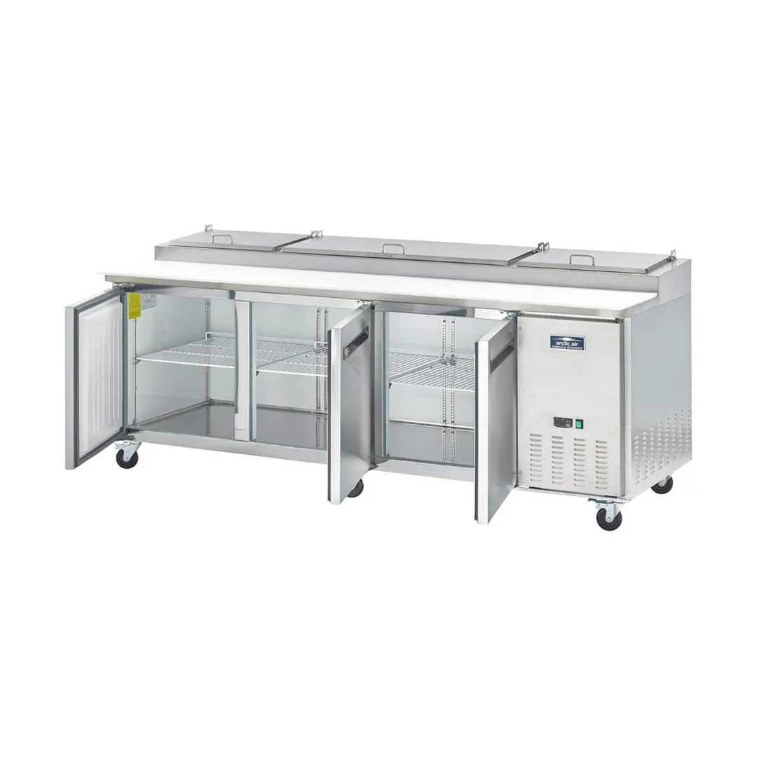 Arctic Air APP94R 94" 3-Section Refrigerated Pizza Prep Table w/ 3 Doors, (12) 1/3 Size Pans