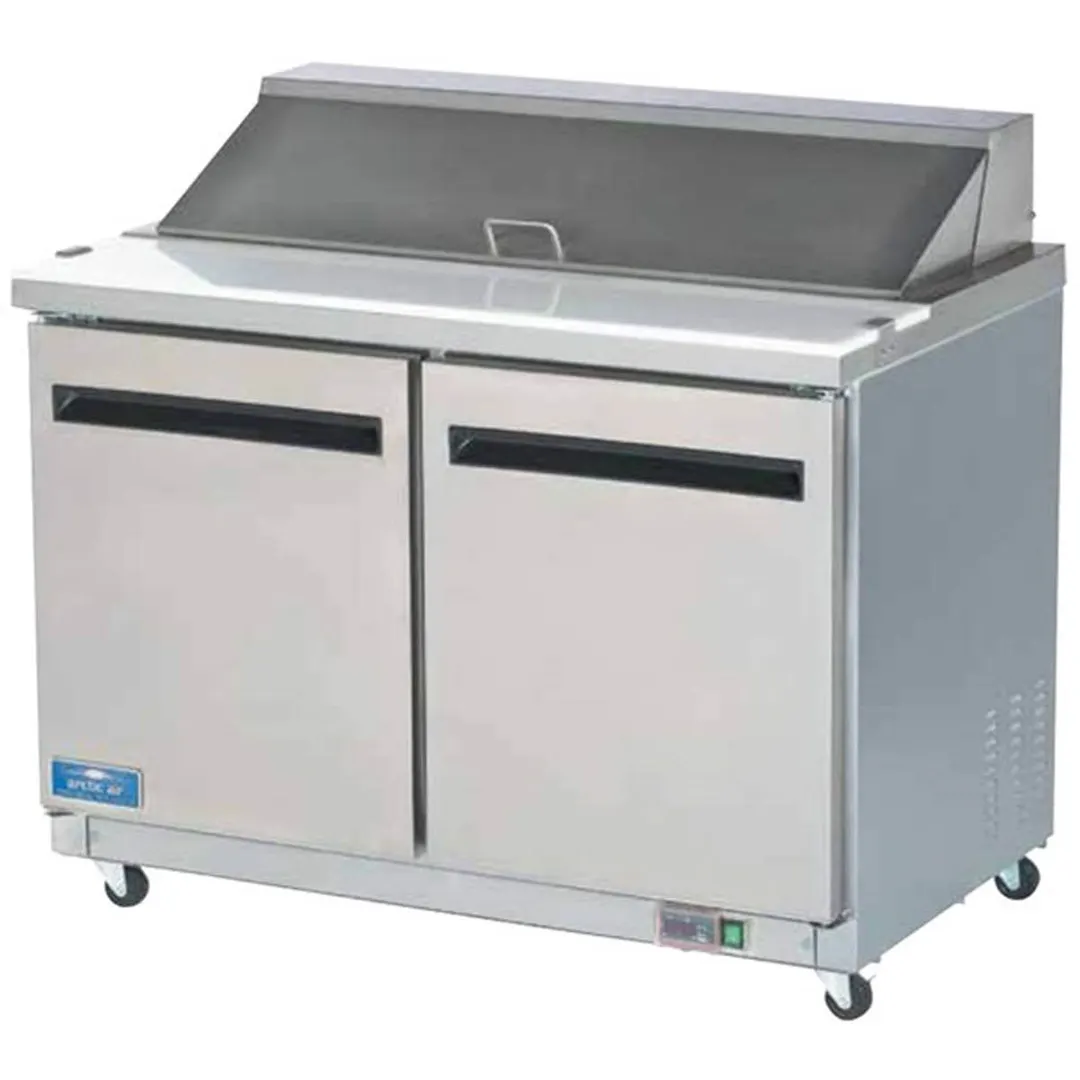 Arctic Air AST48R 48" Two Section Sandwich & Salad Prep Table w/ 2 Doors, 12 pans, 12 cu. ft.