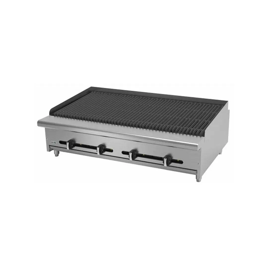 Asber AECRB-48 48" Countertop Gas Lava Rock Charbroiler w/ (4) Burners, 96.000 BTU