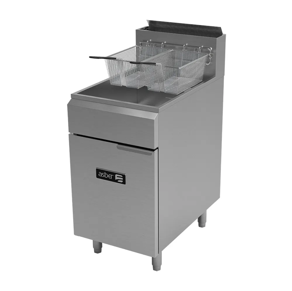 Asber AEF-75-S 19" Floor Model Gas Fryer, 75 lbs Capacity, 4 x 38,000 BTU Burners