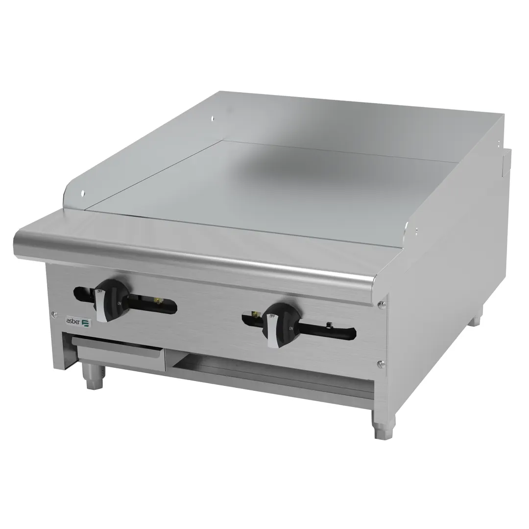 Asber AEMG-24 24" Countertop Gas Griddle with Manual Controls, 5/8" Steel Plate, 60.000 BTU