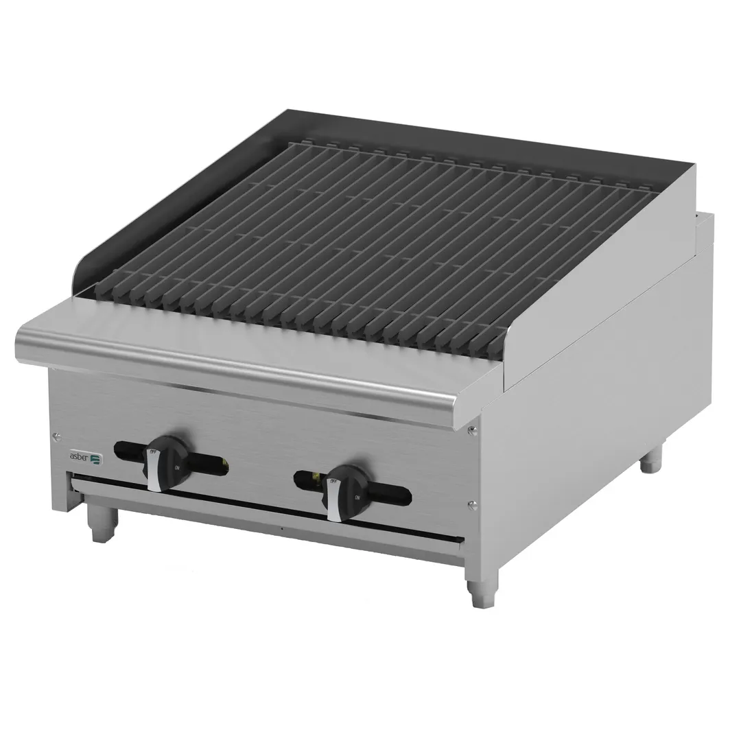 Asber AERB-24 24" Countertop Gas Radiant Charbroiler w/ (4) Burners, 80.000 BTU