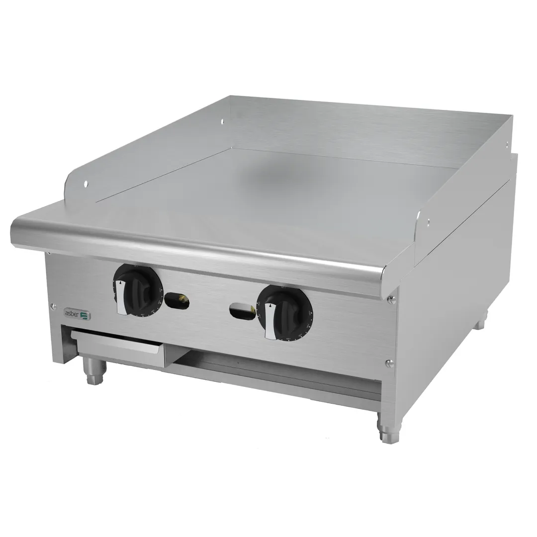 Asber AETG-24-H 24" Countertop Gas Griddle with Thermostatic Controls, 3/4" Steel Plate, 60.000 BTU
