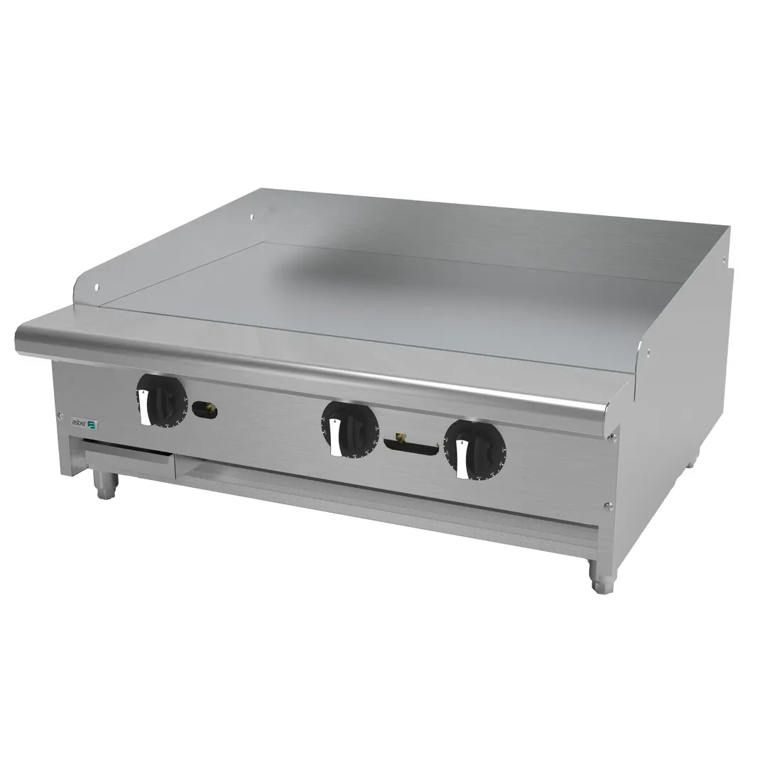Asber AETG-36-H 36" Countertop Gas Griddle with Thermostatic Controls, 3/4" Steel Plate, 90.000 BTU