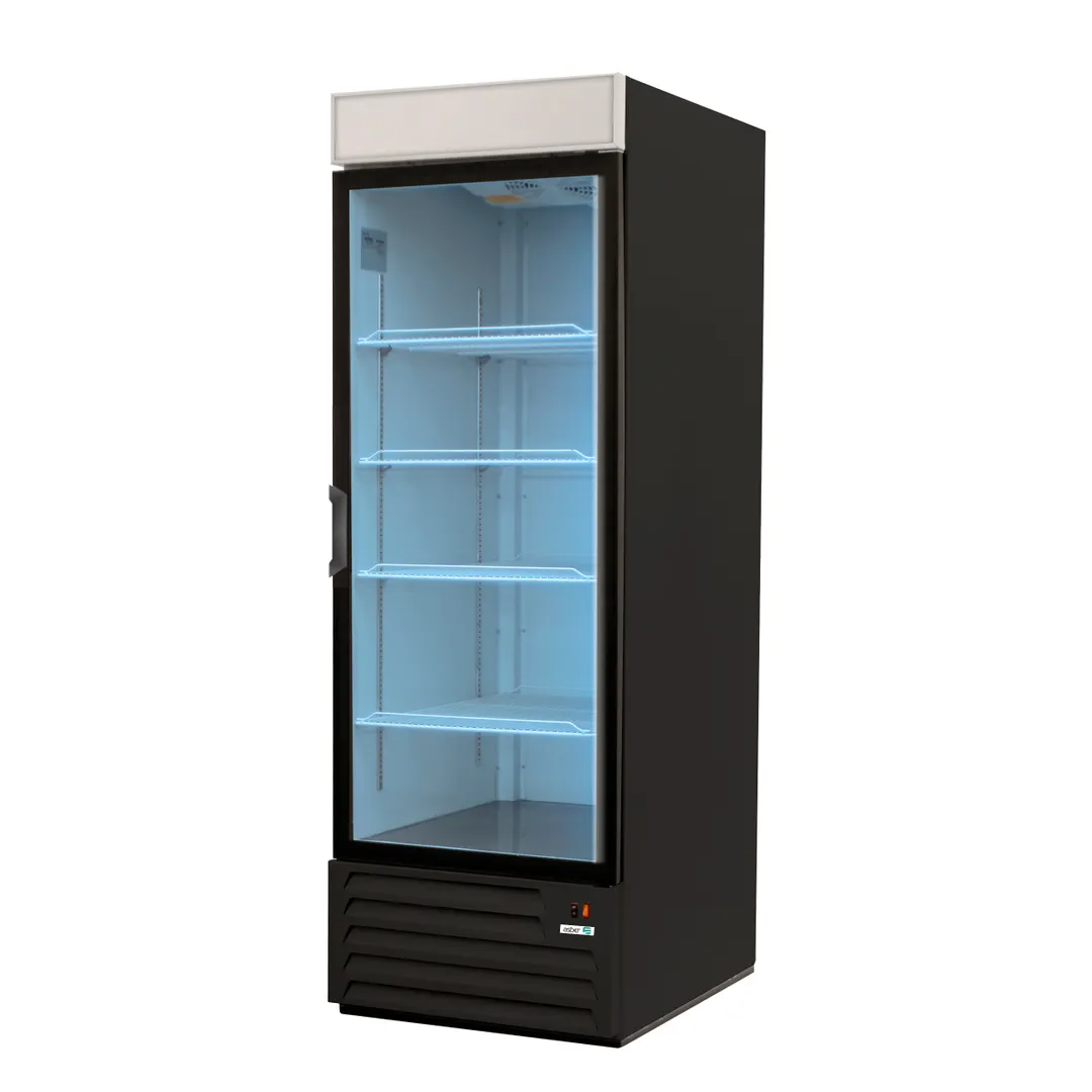 Asber AFMD-23 A 27" 1 Section Glass Door Freezer Merchandiser in Black, 23 cu. ft.