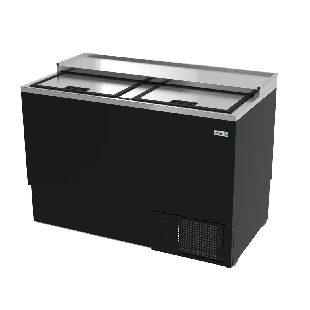 Asber AGF-50 49.63" Black Glass Froster, 234 Mugs Capacity