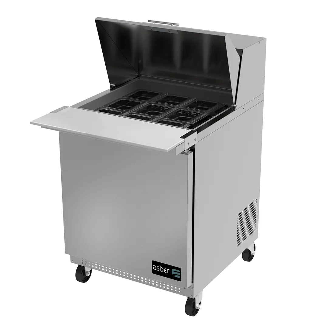 Asber APTM-27-12 27" One Section Mega Top Sandwich/Salad Prep Table w/ 1 Door, 12 pans, 6 cu. ft.