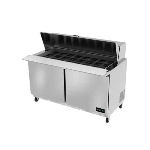 Asber APTM-60-24 60" Two Section Mega Top Sandwich/Salad Prep Table w/ 2 Doors, 24 Pans