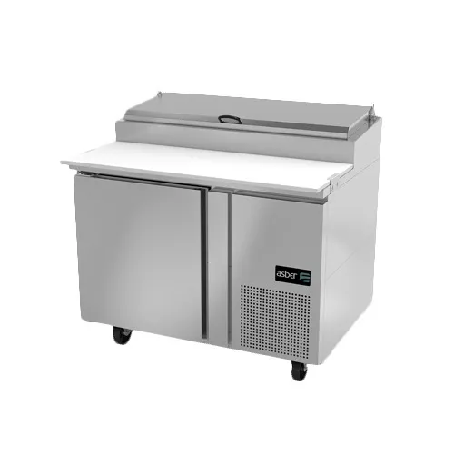 Asber APTP-46 46" 1-Section Refrigerated Pizza Prep Table w/ 1 Door, (6) 1/3 Size Pans