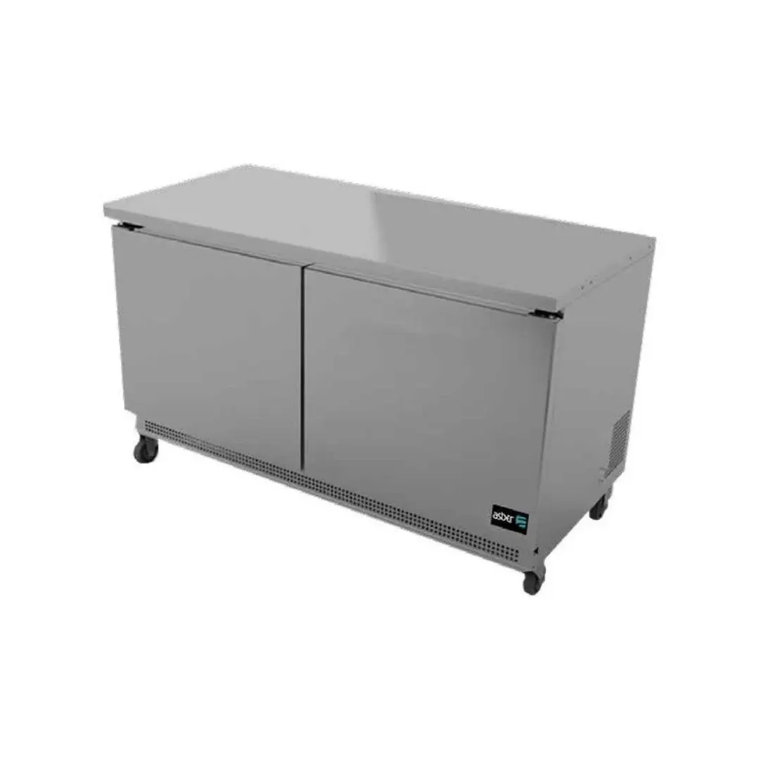 Asber AUTF-60 61" 2-Door Undercounter Freezer, Stainless Steel, Front Breathing, 16.8 cu. ft.