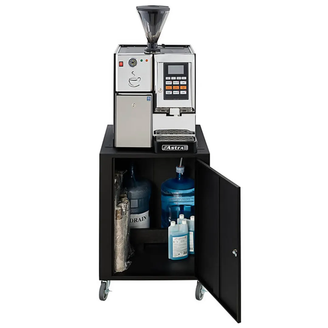 Astra Manufacturing CAR100 26" Commercial Espresso Cart with Water Jug / Black Powder-Coated Steel
