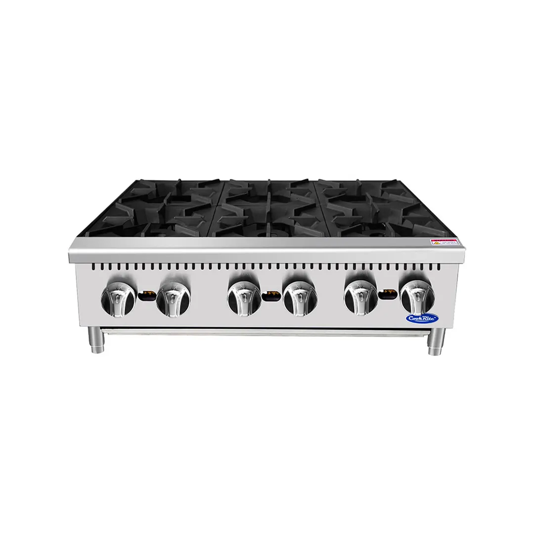 Atosa USA ACHP-6 36" Countertop Gas Hotplate w/ (6) Burners, Manual Controls, 192.000 BTU