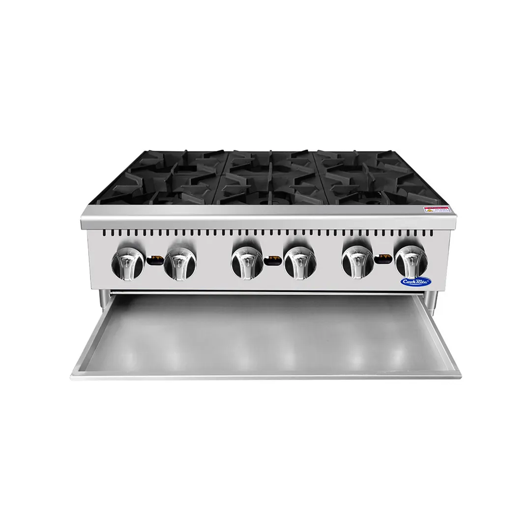 Atosa USA ACHP-6 36" Countertop Gas Hotplate w/ (6) Burners, Manual Controls, 192.000 BTU