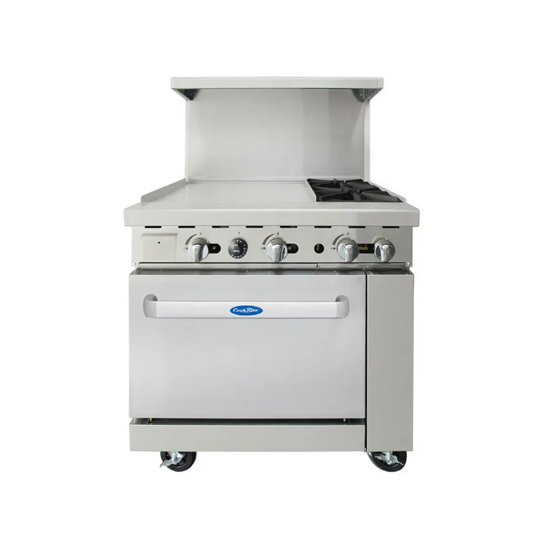 Atosa USA AGR-2B24GL-LP 36"  LP Gas Restaurant Range w/ (2) Open Burners, 24" Griddle, 121.000 BTU