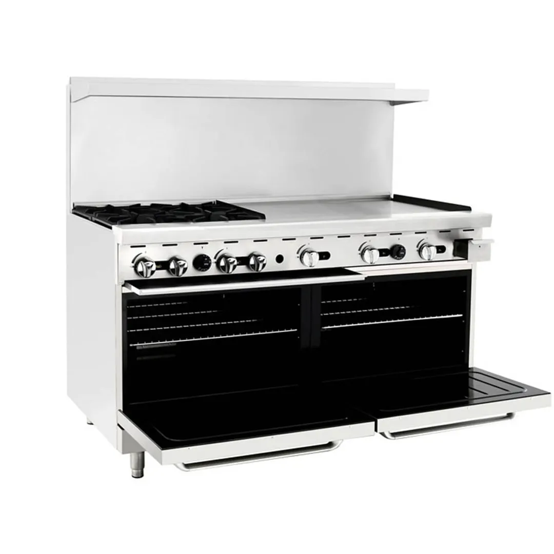 Atosa USA AGR-4B36GR-NG 60" Gas Restaurant Range w/ (4) Open Burners & 36" Griddle, 257.000 BTU