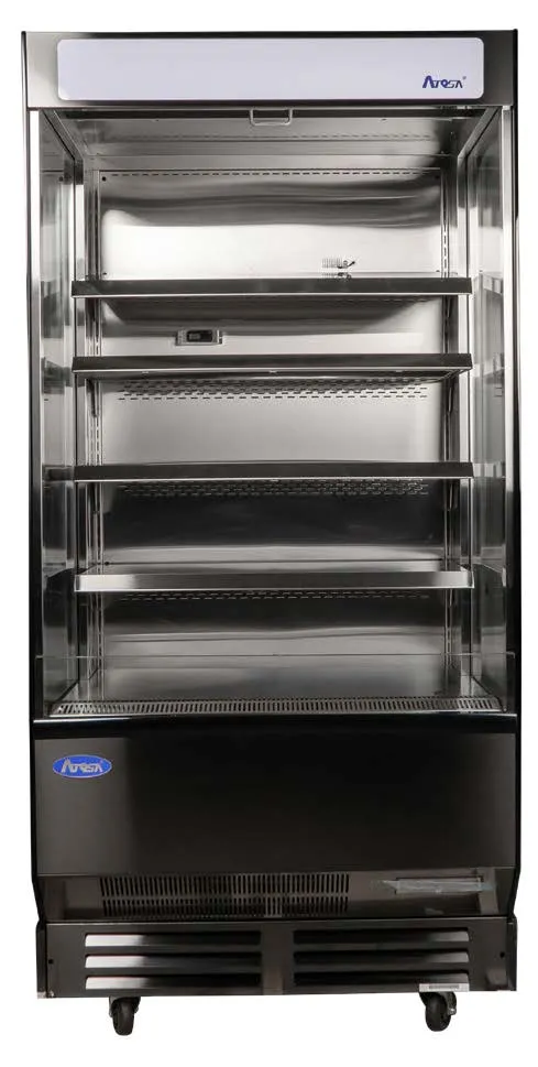 Atosa USA AOM-40B 78" Vertical Open Air Merchandiser in Black, 4 Shelves, 14.4 cu. ft.