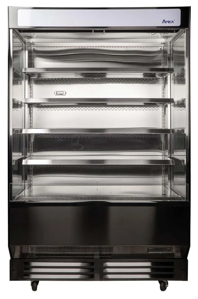 Atosa USA AOM-50B 78" Vertical Open Air Merchandiser in Black, 4 Shelves, 16.5 cu. ft.