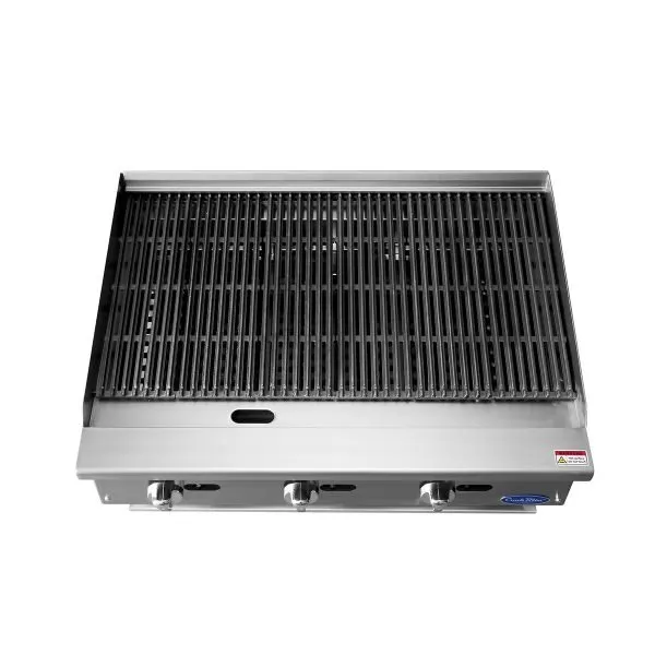 Atosa USA ATCB-36 36" Countertop Gas Radiant/Lava Rock Charbroiler w/ (3) Burners, 105.000 BTU