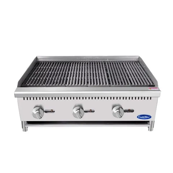 Atosa USA ATCB-36 36" Countertop Gas Radiant/Lava Rock Charbroiler w/ (3) Burners, 105.000 BTU