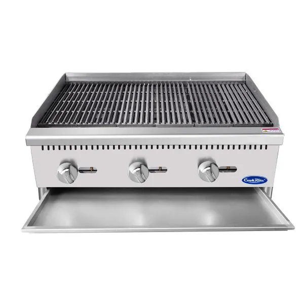 Atosa USA ATCB-36 36" Countertop Gas Radiant/Lava Rock Charbroiler w/ (3) Burners, 105.000 BTU