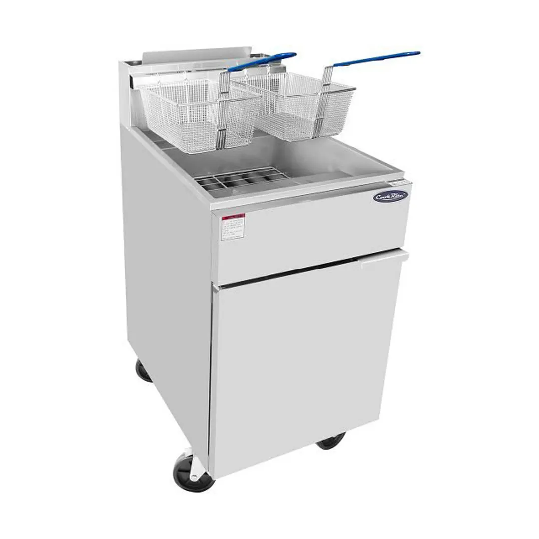 Atosa USA ATFS-75-NG 21" Floor Model Full Pot Natural Gas Fryer, 75 Lbs, (5) Burners, 170.000 BTU 