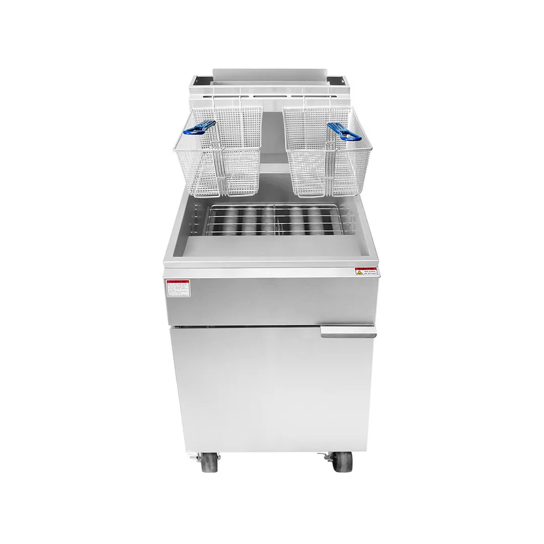 Atosa USA ATFS-75-NG 21" Floor Model Full Pot Natural Gas Fryer, 75 Lbs, (5) Burners, 170.000 BTU 