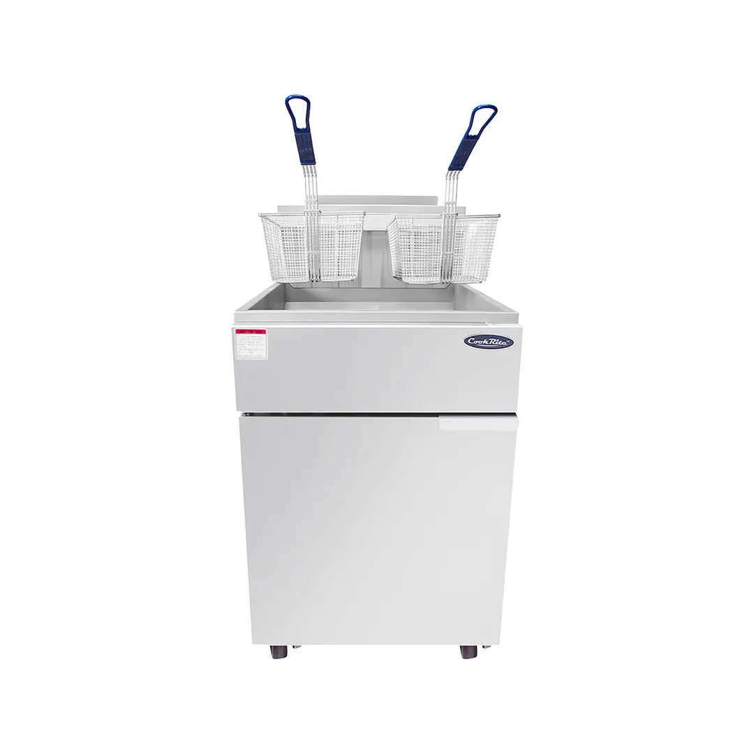 Atosa USA ATFS-75-NG 21" Floor Model Full Pot Natural Gas Fryer, 75 Lbs, (5) Burners, 170.000 BTU 