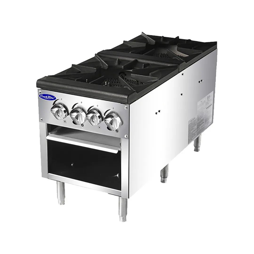 Atosa USA ATSP-18-2 18" Gas Stock Pot Range (Stove) w/ (2) Three Ring Burners, 160.000 BTU