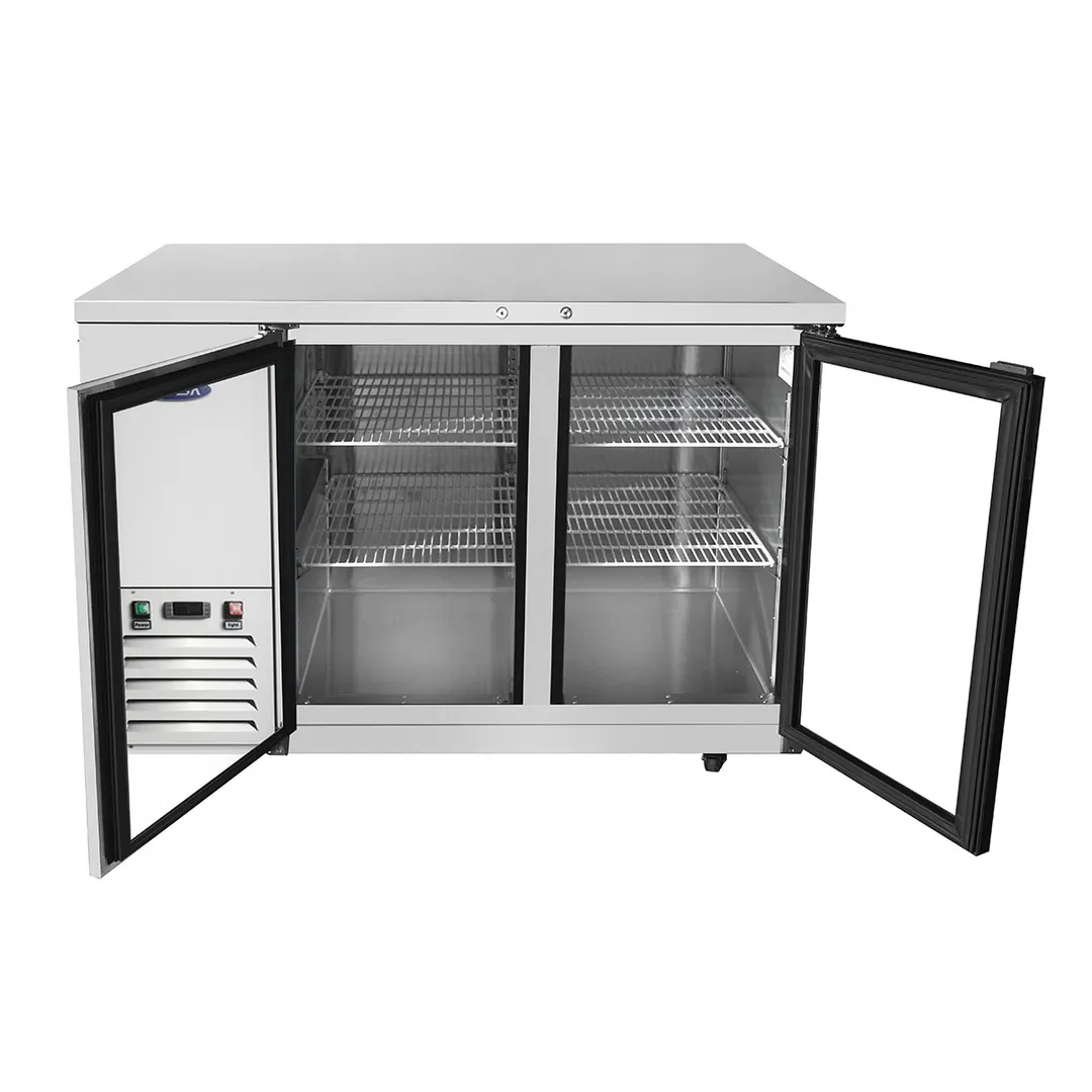 Atosa USA MBB48GGR 48" Two Section Back Bar Cooler with Glass Door, 12.9 cu. ft.