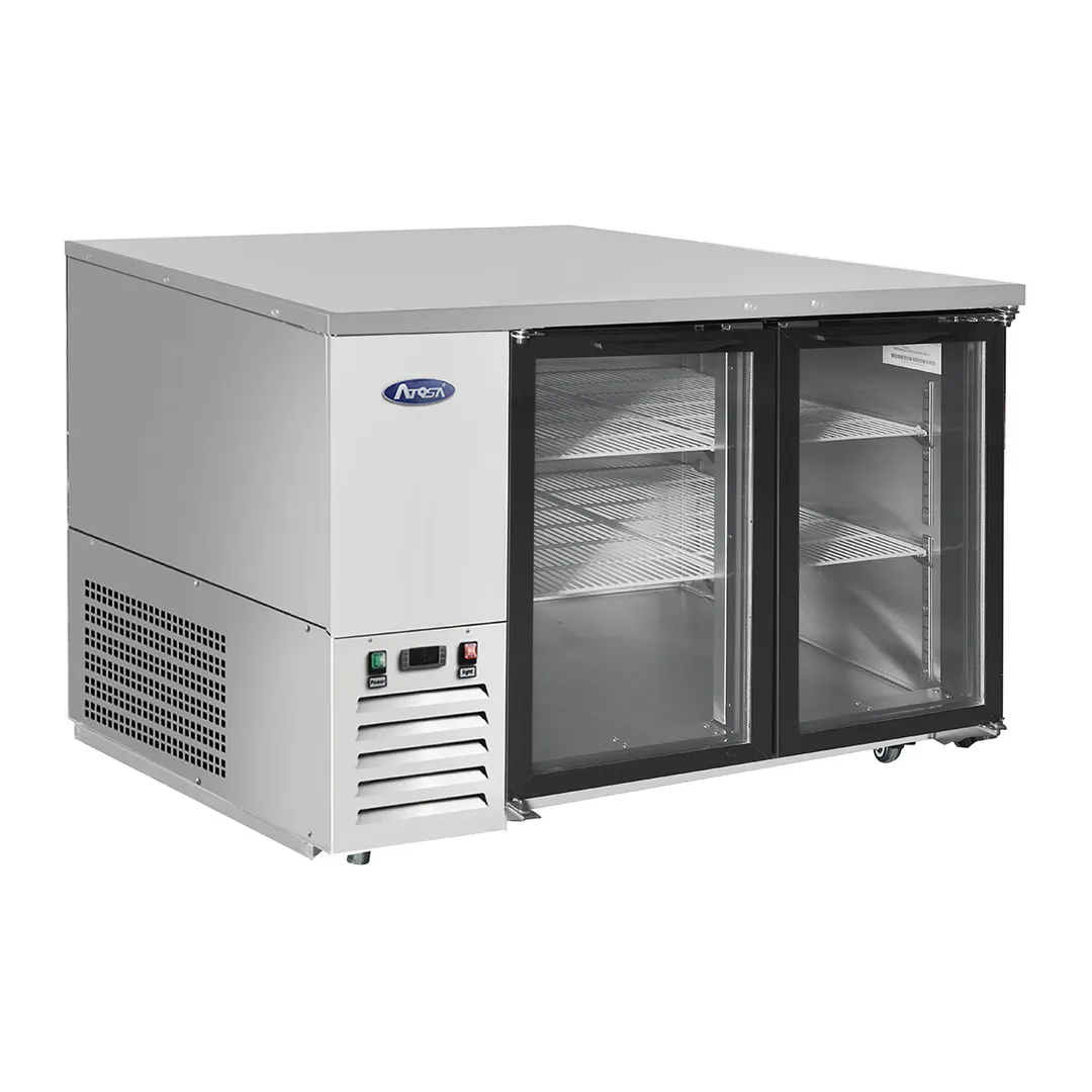 Atosa USA MBB48GGR 48" Two Section Back Bar Cooler with Glass Door, 12.9 cu. ft.