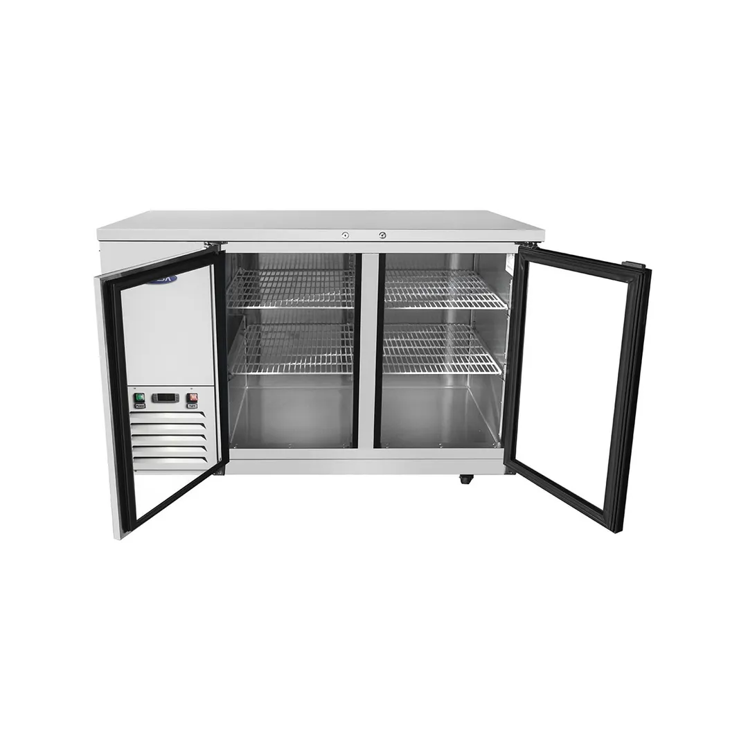 Atosa USA MBB59GGR 57" Two Section Back Bar Cooler with Glass Door, 17.3 cu. ft.
