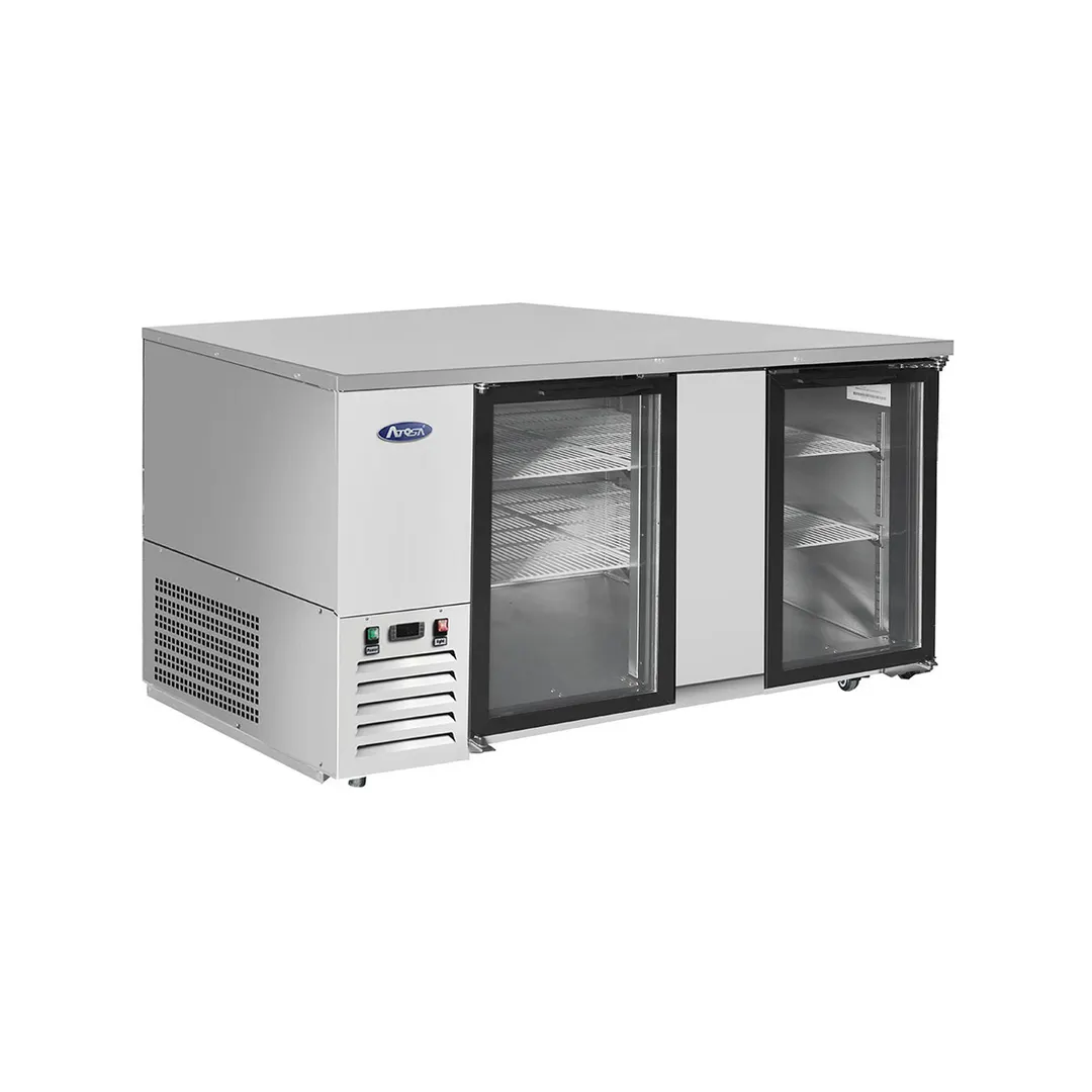 Atosa USA MBB69GGR 68" Two Section Back Bar Cooler with Glass Door, 21.5 cu. ft.