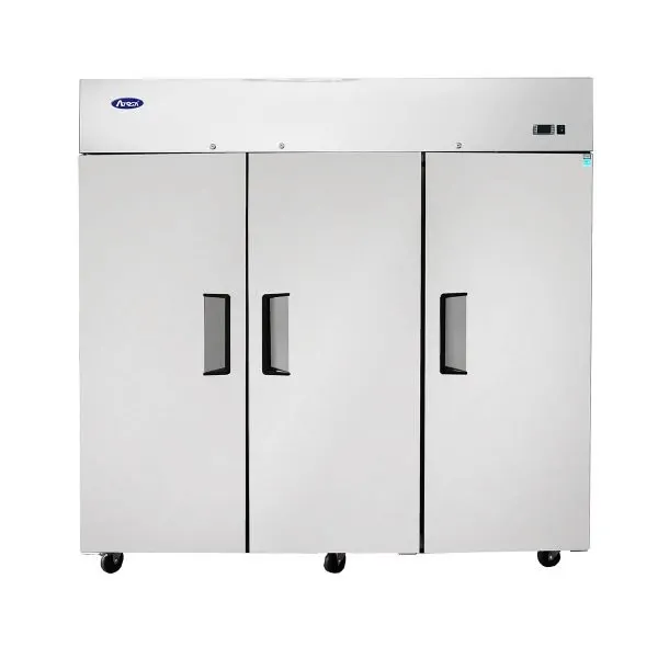 Atosa USA MBF8003GR 77-4/5" 3-Solid Door Reach-In Freezer, Top Mounted, 64.9 cu. ft., Stainless Steel