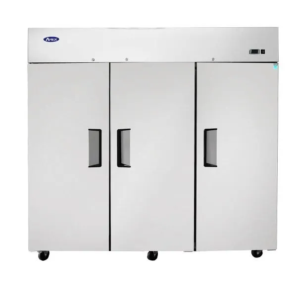 Atosa USA MBF8006GR 77" 3-Section Reach-In Refrigerator w/ 3 Solid Door, Top Mount, Stainless Steel, 65 cu. ft.