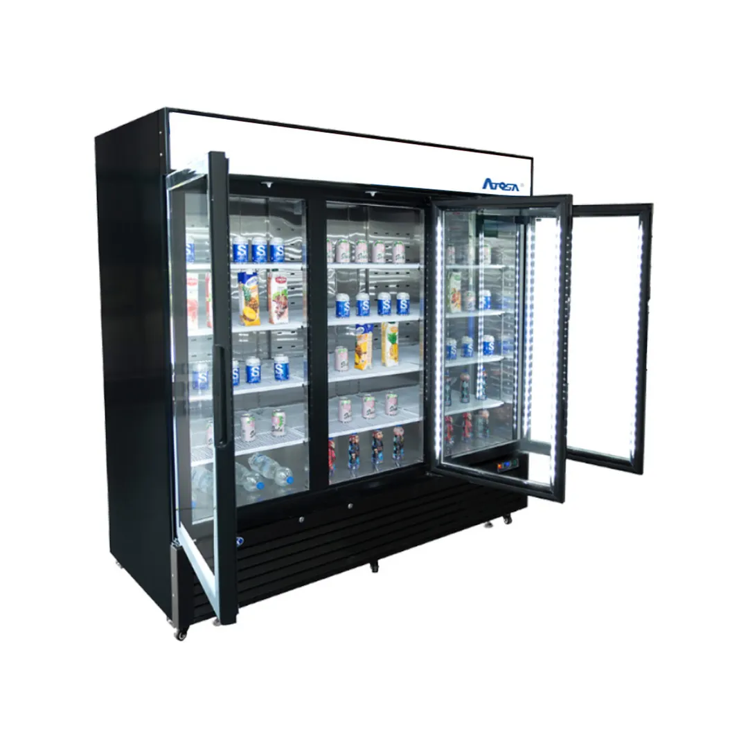 Atosa USA MCF8724GR 81" 3-Section Merchandiser Refrigerator w/ 3 Swing Glass Door, 69.5 cu. ft.