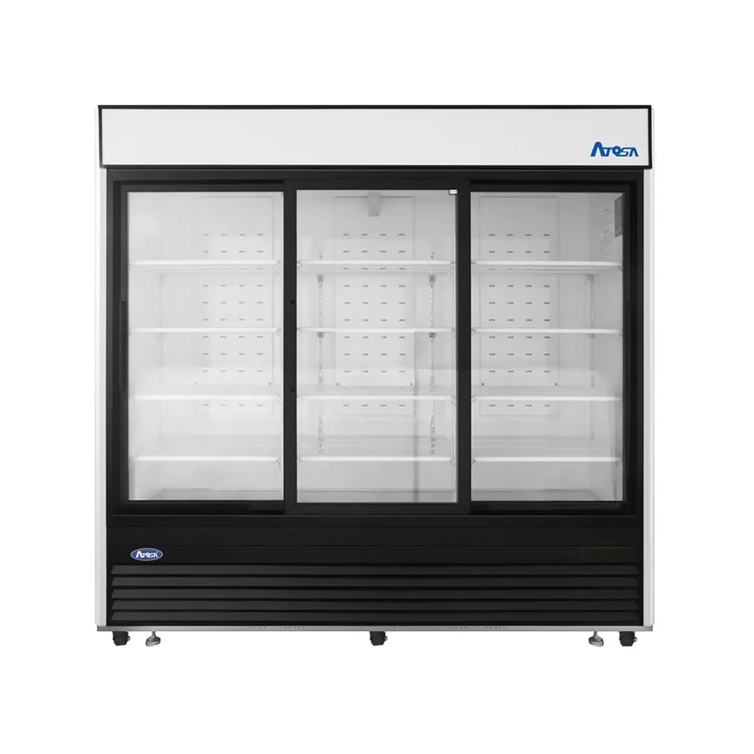 Atosa USA MCF8729GR 81" 3-Section Merchandiser Refrigerator with Glass Door, 68 cu. ft.