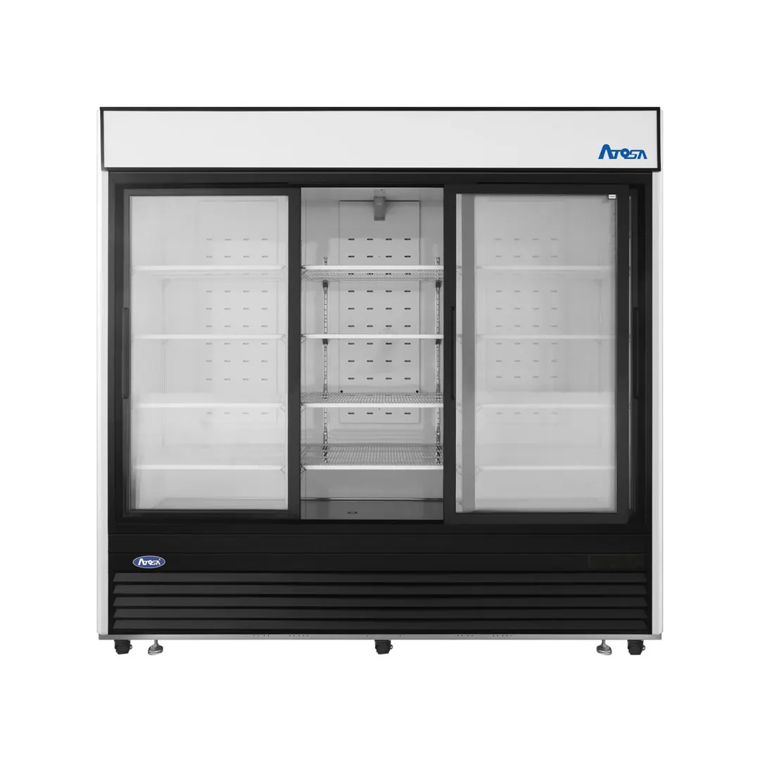 Atosa USA MCF8729GR 81" 3-Section Merchandiser Refrigerator with Glass Door, 68 cu. ft.