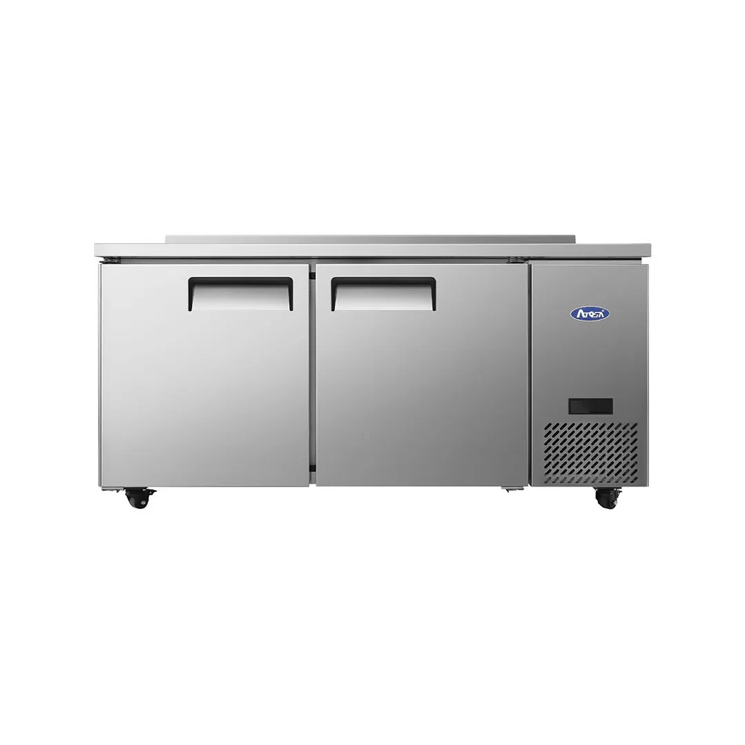 Atosa USA MGF67GR 67" 2-Section Worktop Refrigerator with Backsplash, 2 Doors, 18.5 cu. ft.