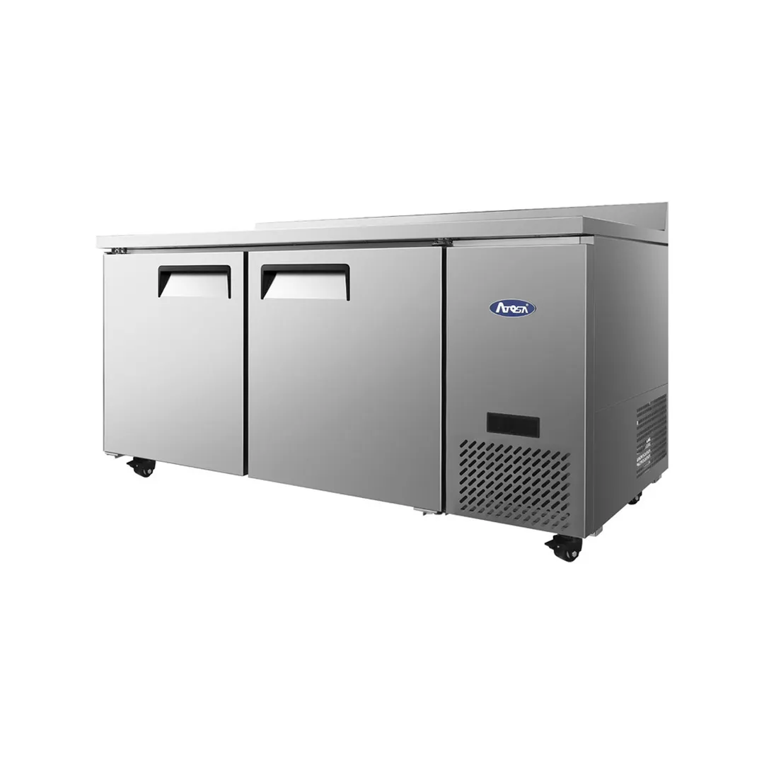 Atosa USA MGF67GR 67" 2-Section Worktop Refrigerator with Backsplash, 2 Doors, 18.5 cu. ft.