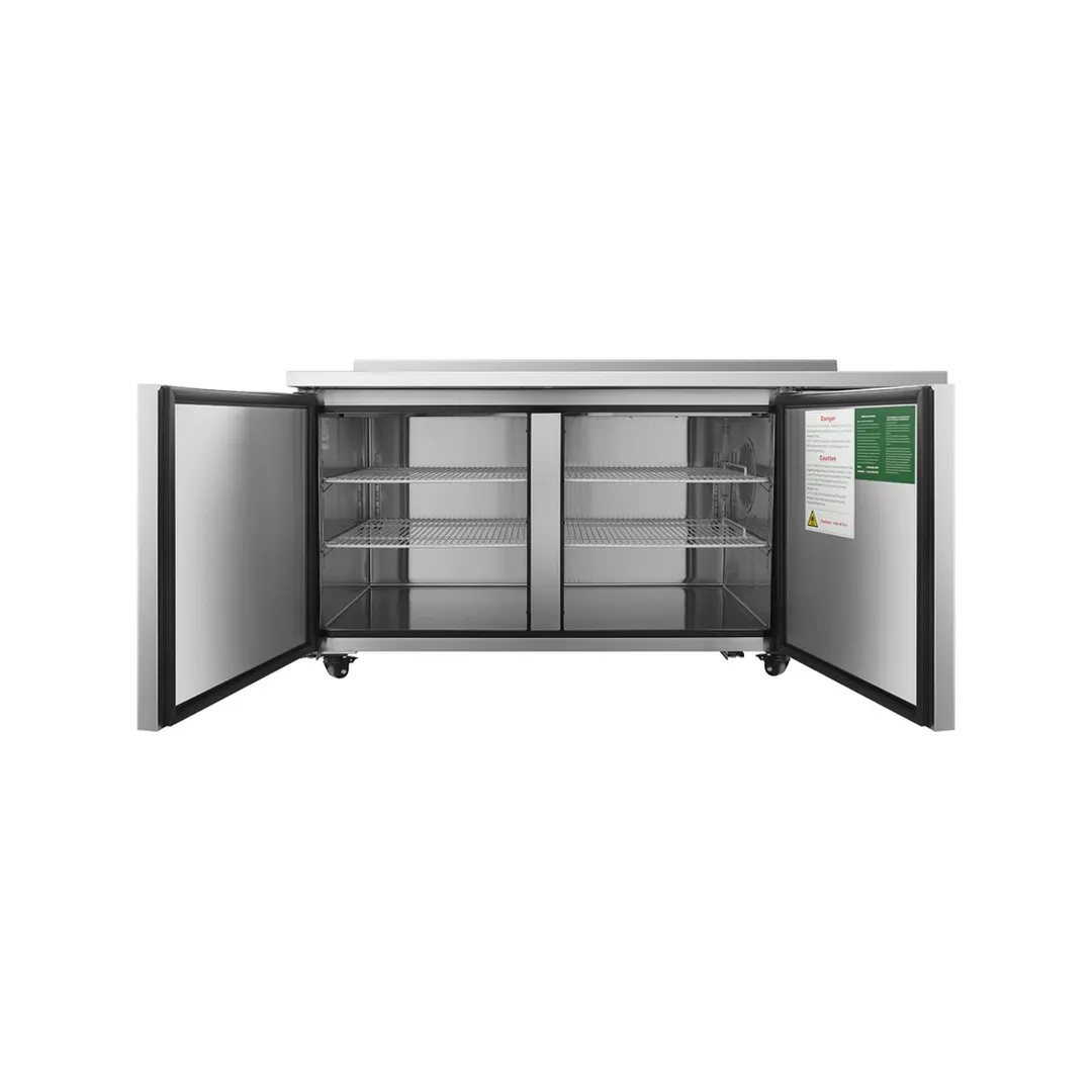 Atosa USA MGF67GR 67" 2-Section Worktop Refrigerator with Backsplash, 2 Doors, 18.5 cu. ft.