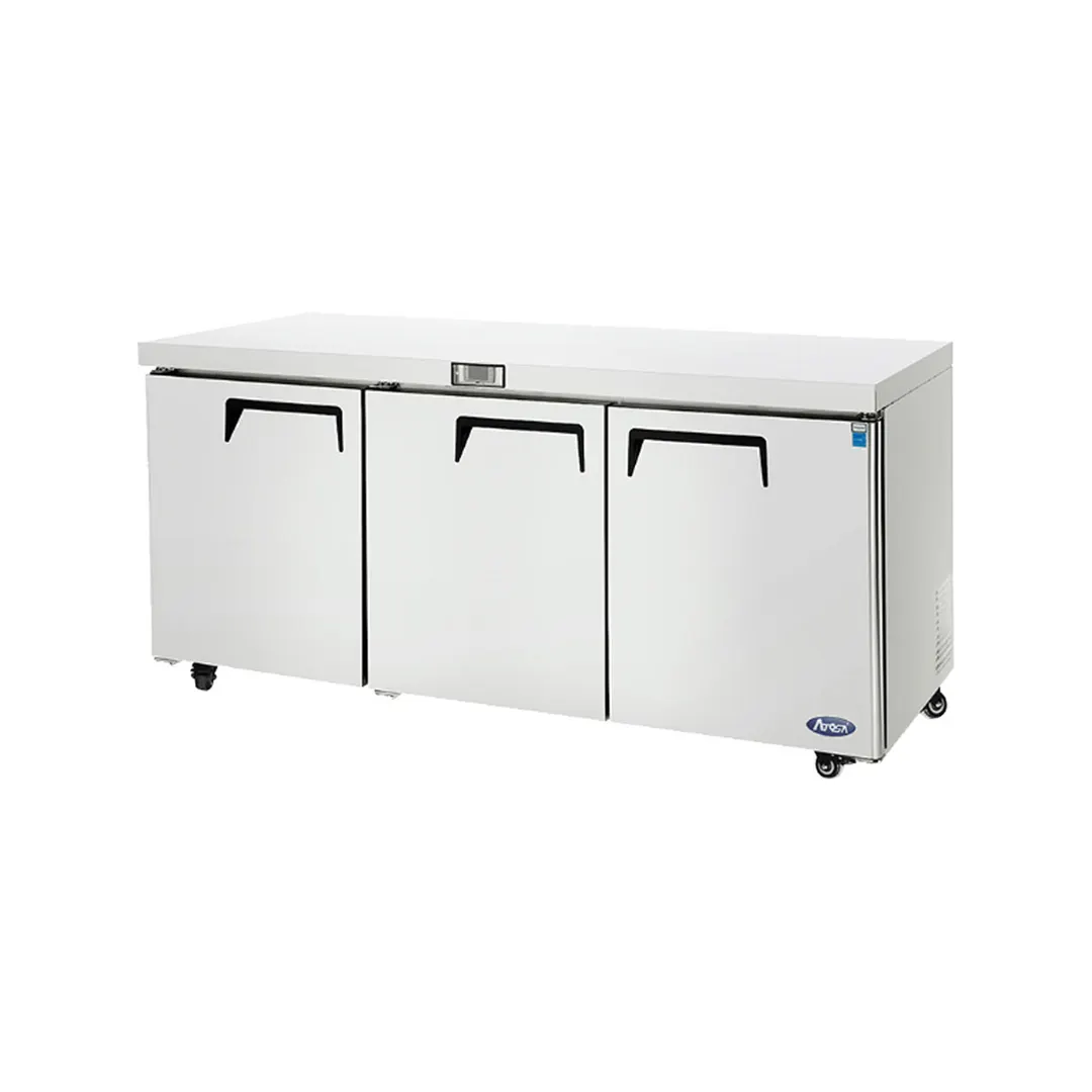 Atosa USA MGF8404GR 72" Three Section Undercounter Refrigerator w/ 3 Doors, 21 cu. ft.