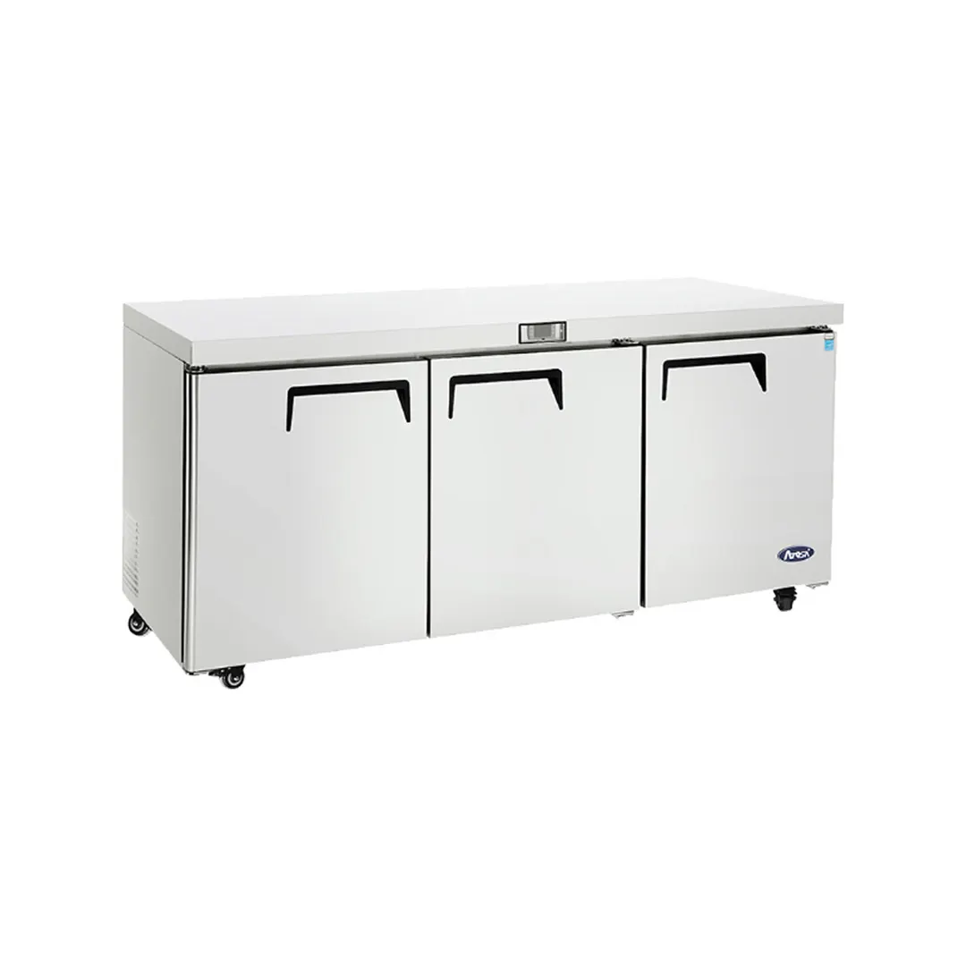 Atosa USA MGF8404GR 72" Three Section Undercounter Refrigerator w/ 3 Doors, 21 cu. ft.