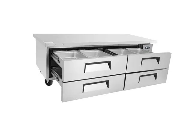 Atosa USA MGF8454GR 76" 4 Drawers Refrigerated Chef Base, Includes (8) 12 x 20 pans, 12 cu. ft.