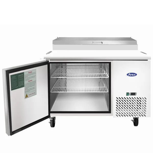 Atosa USA MPF8201GR 44" 1-Section Refrigerated Pizza Prep Table w/ 1 Door, 9 (1/3 size) Pan, 9.7 cu. ft.