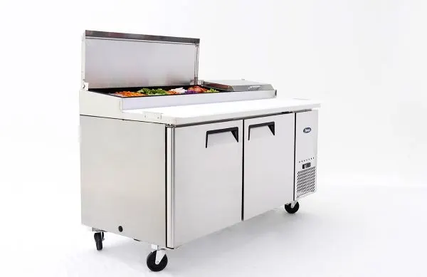 Atosa USA MPF8202GR 67" 2-Section Refrigerated Pizza Prep Table w/ 2 Doors, 18.5 cu. ft.